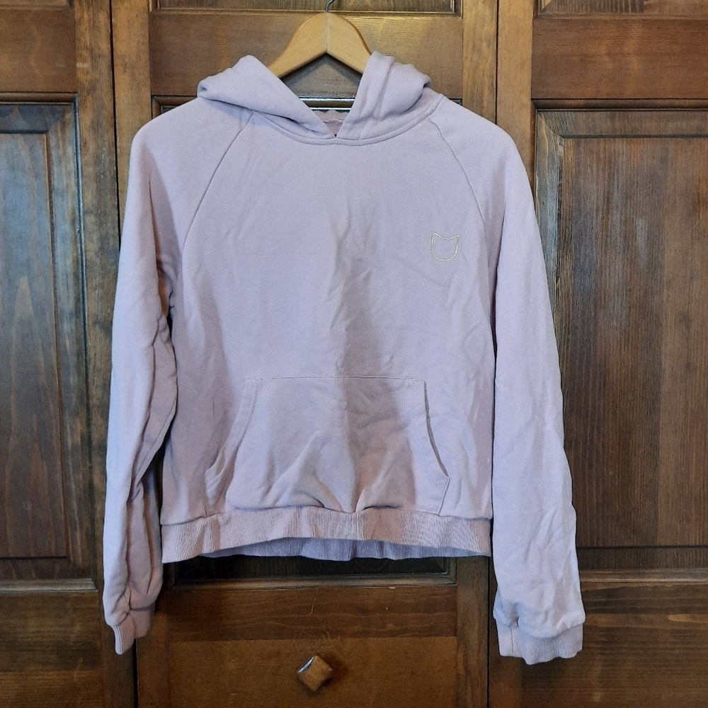Kittenish Dusty Pink Cropped Logo Graphic Hoodie Sweatshirt Jessie James Size M
